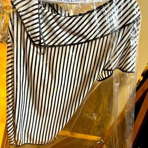 DIane Von Furstenberg Top. One shoulder. Black and white stripes. Size 4.
